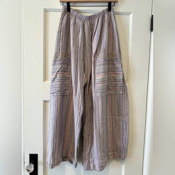 Blue Fish Multi Stripe Linen Mojo Pants in Rice Paper - NWT! - Picture 1 of 7